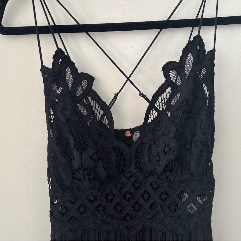 Free People Adella Black Lace Mini Spaghetti Strap Dress - NWT - Picture 2 of 6